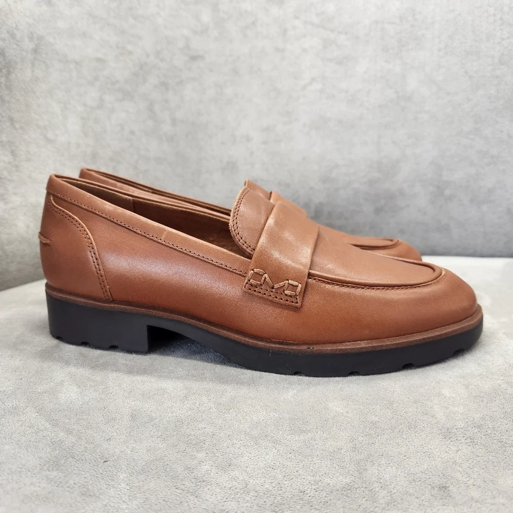 Vionic Dress Loafers 10 Brown Leather Cleo Classic Comfort Arch Support New $160 - Picture 3 of 13